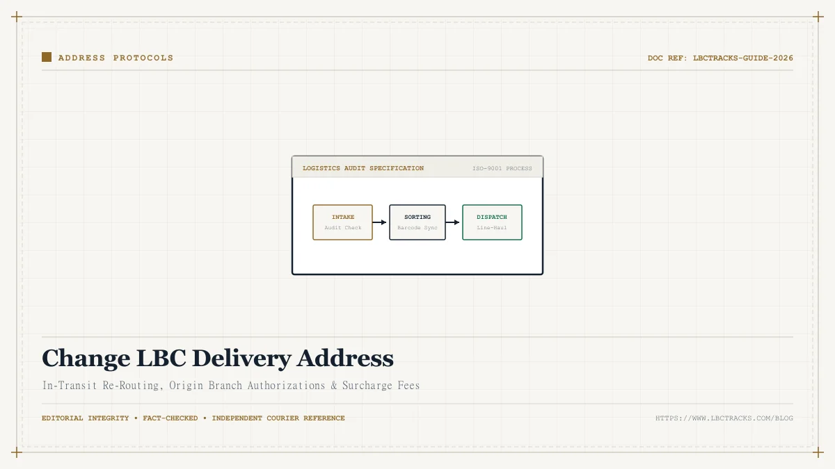 Rerouting map arrows and address correction document illustration for LBC shipping