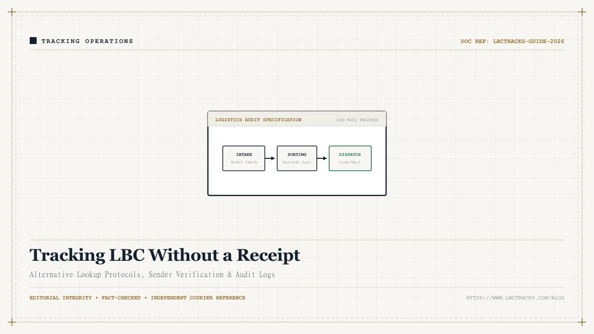 Illustration of tracking an LBC parcel when the physical receipt is misplaced
