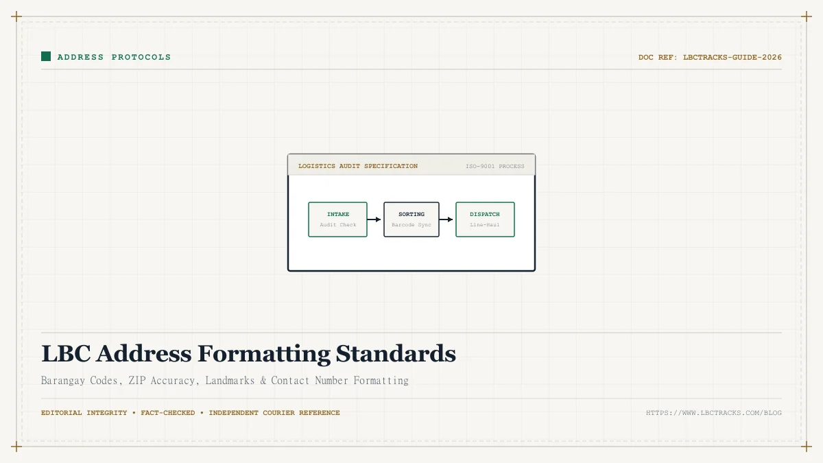 Address map pin and structured Philippine shipping label formatting illustration for LBC