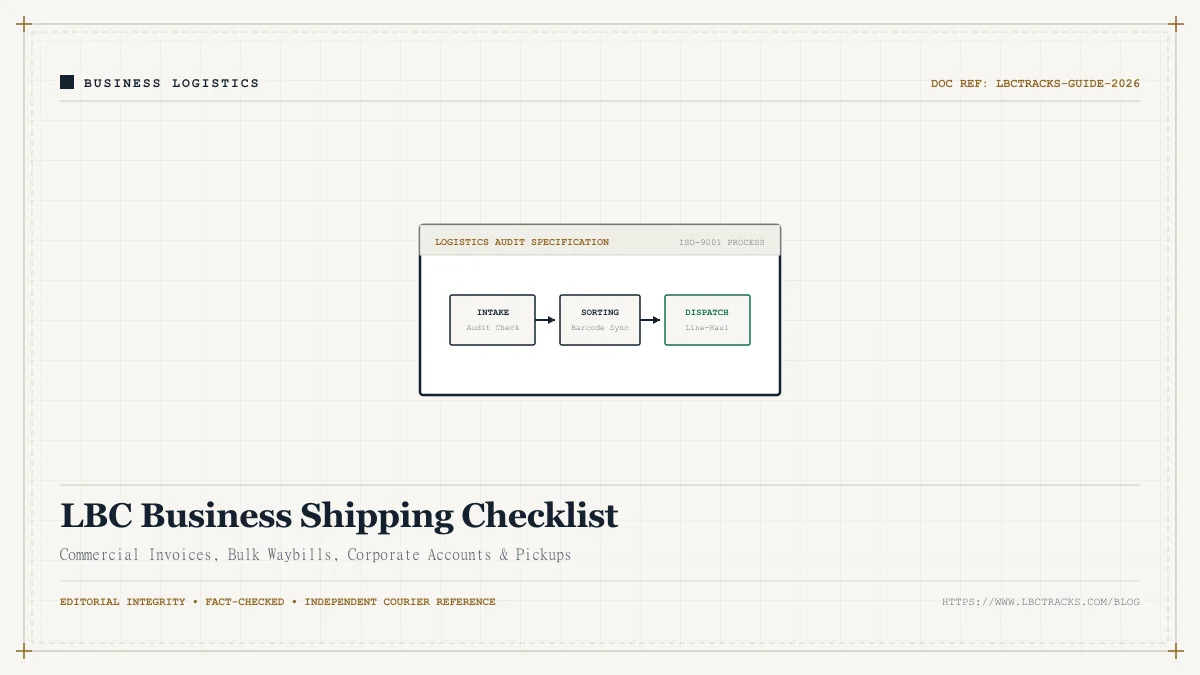 Corporate logistics checklist and warehouse clipboard illustration for LBC business shipping