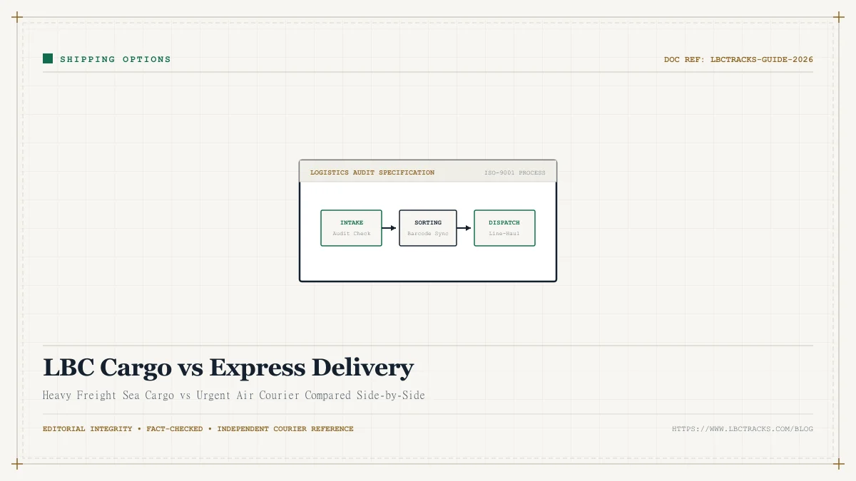 Graphic comparing an express airplane with a heavy freight cargo vessel for LBC shipping