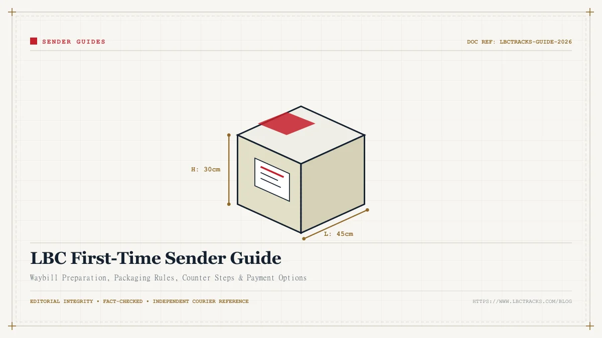 Step-by-step checklist illustration showing a beginner customer preparing a shipment at LBC