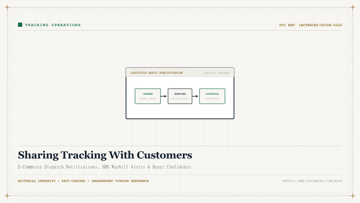 Messaging interface illustration showing an online seller sharing LBC tracking with a buyer