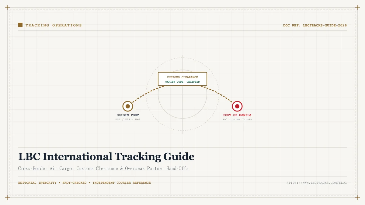Global logistics map showing international LBC flight paths and customs checkpoints