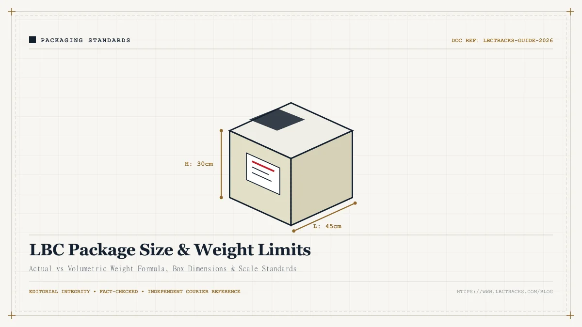 Measuring tape and digital scale measuring parcel dimensions according to LBC standards