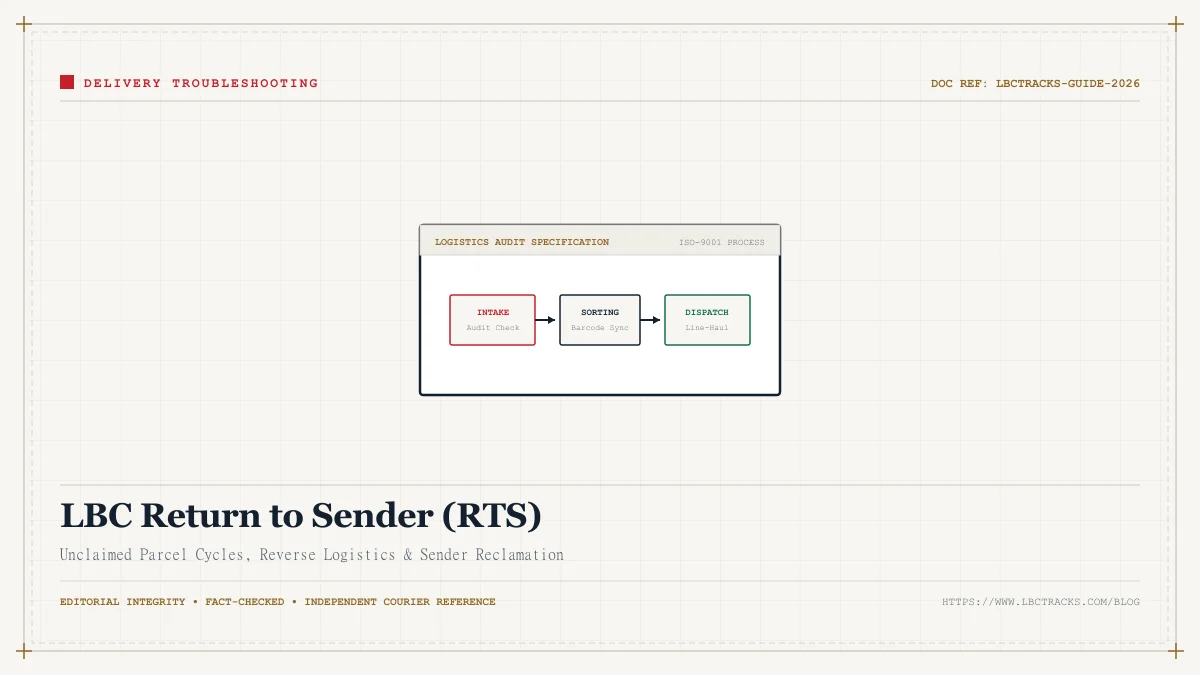 Reverse logistics arrows and returned parcel box illustration for LBC Return to Sender
