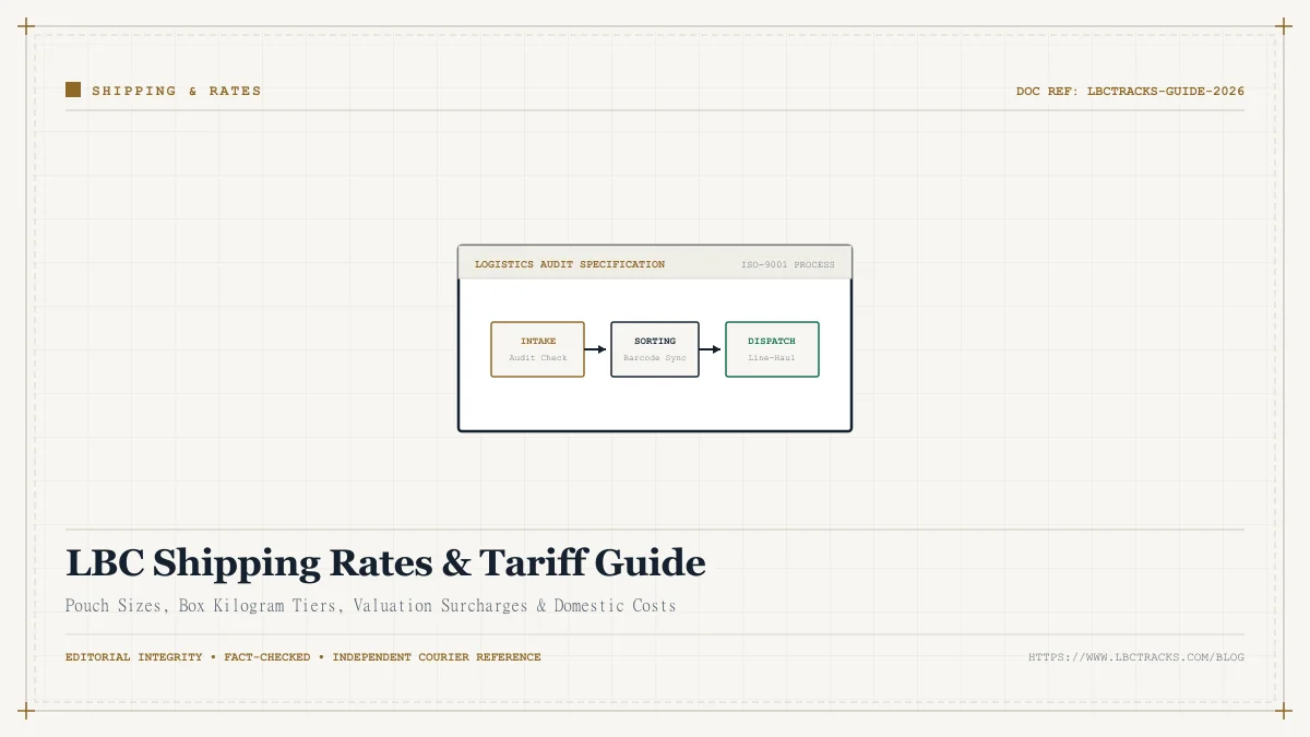Financial calculator and postal tariff breakdown showing LBC shipping cost structure