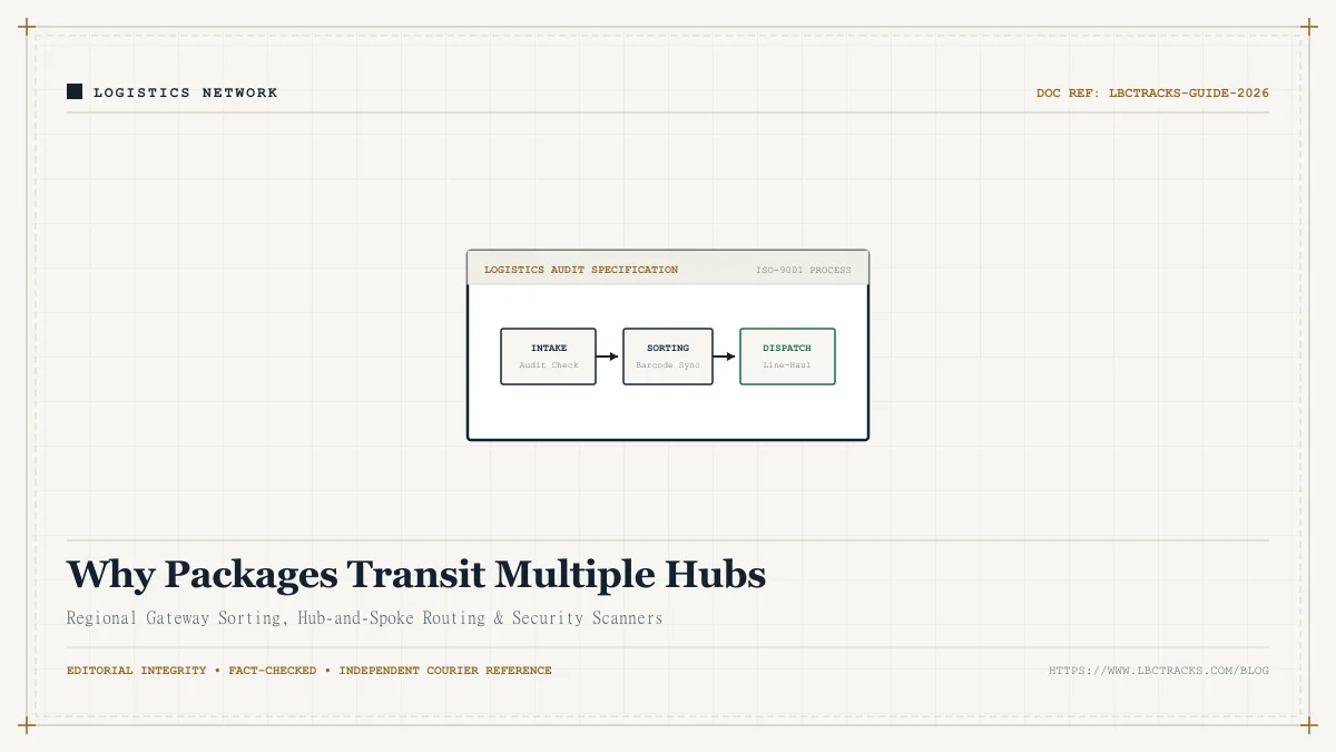 Hub-and-spoke network diagram illustrating how LBC routes parcels through central gateways