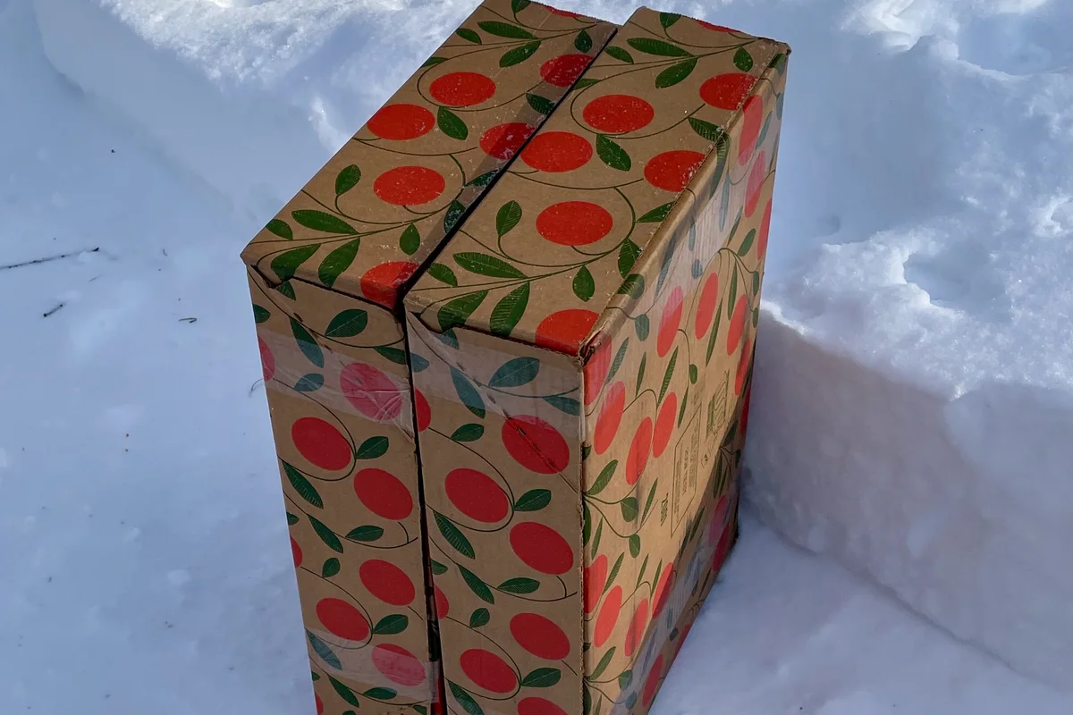 Boxes of fresh citrus produce packaged for temperature-sensitive freight delivery